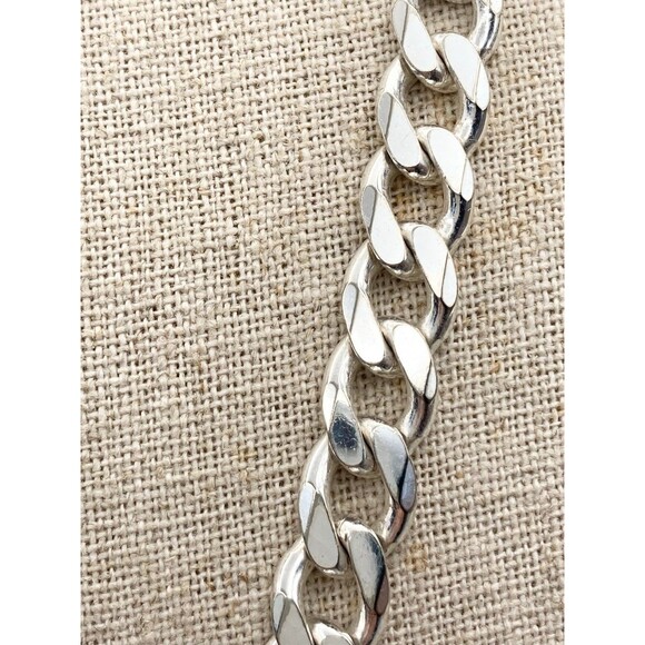 7.5mm super heavy 925 Italy sterling silver Cuban link chain reversible necklace - Picture 6 of 12